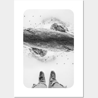 Eagle Mountain black and white photo manipulation illustration Posters and Art